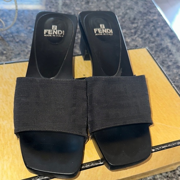 Fendi Black Slide Sandals - Picture 6 of 9